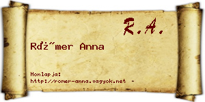 Römer Anna névjegykártya